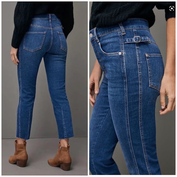 Brand New Anthropologie Pilcro buckled ultra high rise cropped slim jeans - Picture 2 of 9